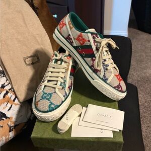 Gucci Multi Color Canvas Sneakers Worn once and still looks amazing 🤩